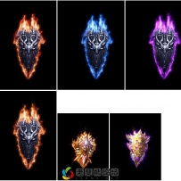 8个特效盾牌带背包显示素材