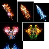 新重盔甲道袍法袍三套衣服武器素材